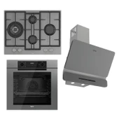 Ferre FRYART-SILENTART Serisi Gri Set (ED078 + QEP63CPR +D082-SA ) - Döküm Izgara / 67 cm Ocak - 1