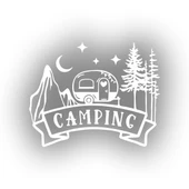 Camping Araba Sticker  17x17 Cm Beyaz - 1