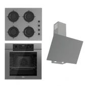 Ferre FRYART-SILENTART Serisi Gri Set (CS208-FA + QEP63CPR +D079-SA ) - Emaye Izgara / Kademeli Musluk - 1