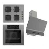 Ferre FRYART-SILENTART Serisi Gri Set (SS208 + QEP63CPR +D082-SA ) - Emaye Izgara - 1