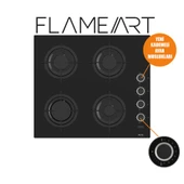 Ferre FRYART-FLAMEART  Serisi Siyah Set (CS205-FA + QEP63CS +D080 ) - Emaye Izgara / Kademeli Musluk - 3