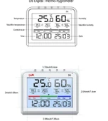 LİFE NET Dijital Isı ve Nem Ölçme Termometre Saat & Tarihli Renkli Ekran thumbnail 2