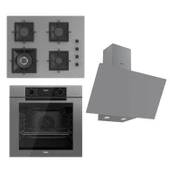 Ferre FRYART Serisi Gri Set (SC408-WFA + QEP63CPR +D079 ) - Döküm Izgara / 65 cm Ocak thumbnail 1