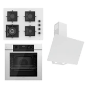 Ferre FRYART-SILENTART Serisi Beyaz Set (SC406-WFA + QEP63CB +D078-SA ) - Döküm Izgara / 65 cm Ocak - 1