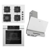 Ferre FRYART-SILENTART Serisi Beyaz Set (SC406-WFA + QEP63CB +D081-SA ) - Döküm Izgara / 65 cm Ocak - 1