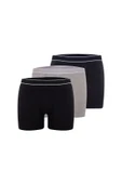 Has Altunkoza Erkek 3'lü Siyah - Gri - Lacivert Bambu Boxer Short Yumuşak Esnek Bel Bandı Nefes Alabilir Kumaş - 1