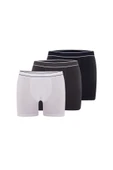 Has Altunkoza Erkek 3'lü Beyaz - Antrasit - Lacivert Bambu Boxer Short Yumuşak Esnek Bel Bandı Nefes Alabilir - 1