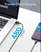 Anker PowerLine III USB-C To USB-C 0.9 Metre Data/Şarj Kablosu Siyah 60W Güç Destekli A8852 - 5