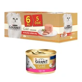 Purina Gourmet Gold 6 Al 5 Öde Kıyılmış Sığır Etli Kedi Konservesi 6x85Gr - 1