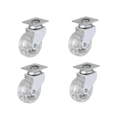 Hts 325 Şeffaf Makaralı Döner Tablalı Mobilya Tekerleği 50x20mm 4'lü Set - 1
