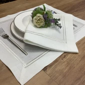 Gümüş Piko Çift Sıra Amerıkan Servis (4) & Peçete (4) Set -8 parça thumbnail 1