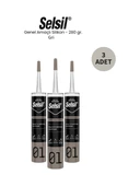 Selsil Genel Amaçlı Gri Silikon 280 Gr - 3 Adet thumbnail 1