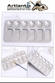 Dikdörtgen Metal Palet 1 Adet Metal Boya Paleti 12 Hazneli 11x23 cm Paslanmaz Resim Boyama Paleti Fırça Hediyeli - 4