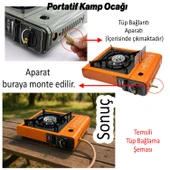 Taşınabilir Kamp Ocağı Portatif Tek Gözlü (5 Adet) Gaz Kartuşlu Tüp Uyumlu Bağlantı Gezi Piknik Ocak - 2