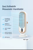 QASUL Yaz Masaüstü Fanı  Hava Soğutma 5 Rüzgar Hızı USB Şarj Edilebilir Salınımlı Fan - Yatak Odası Açık Kamp için USB Şarj Edilebilir Küçük Fan - 3