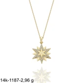 Üç Yıldız Özel Tasarım Çok Şık14 Ayar Altın Kolye thumbnail 2