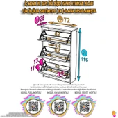 Modilayn WEST Asma Kapı Önü 72x116x26 cm’lik 3 Düşer Kapak 6 Göz Bölmeli Ayakkabılık - 2