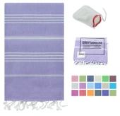 GRVTANIUM Lila %100 Pamuk 180x100cm Peştemal Püsküllü Banyo,Plaj,Hamam Havlusu Kese Hediyeli M2 - 1