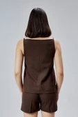 Kahverengi Regular Fit Astarlı Askılı Yelek - 15