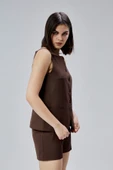Kahverengi Regular Fit Astarlı Askılı Yelek - 2