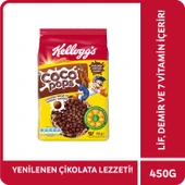 COCO POPS ÇİKOLATALI BUĞDAY VE MISIR GEVREĞİ 450 GR, LİF,DEMİR VE 6 VİTAMİN İÇERİR - 1