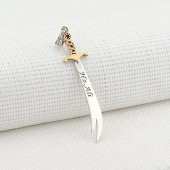 Türkçe ve Arapça Hz Ali Yazılı Zülfikar Tasarımlı 925 Ayar Gümüş Kolye Ucu thumbnail 1