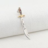 Türkçe ve Arapça Hz Ali Yazılı Zülfikar Tasarımlı 925 Ayar Gümüş Kolye Ucu thumbnail 2