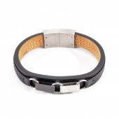 Çelik Aksesuarlı Deri Bileklik - 1