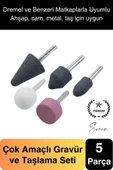 Premium 5 Parça Hobi Gravür Taşlama Ucu Mini Metal Ahşap Oyma Seti Parlatma Zımparalama Fırçalama - 1
