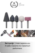 Premium 5 Parça Hobi Gravür Taşlama Ucu Mini Metal Ahşap Oyma Seti Parlatma Zımparalama Fırçalama - 6