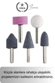 Premium 5 Parça Hobi Gravür Taşlama Ucu Mini Metal Ahşap Oyma Seti Parlatma Zımparalama Fırçalama - 4