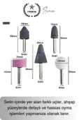 Premium 5 Parça Hobi Gravür Taşlama Ucu Mini Metal Ahşap Oyma Seti Parlatma Zımparalama Fırçalama - 3