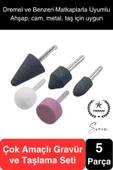 5 Parça Hobi Gravür Dremel Taşlama Ucu Mini Metal Ahşap Oyma Seti Parlatma Zımparalama Fırçalama - 1