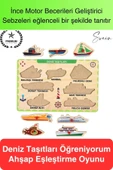 Premium Deniz Taşıtları Ahşap Bul Tak Puzzle Eğitici Oyuncak Tutmalı Motor Becerisi Gelişim - 1