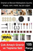 105 Parça Hobi Gravür Dremel Taşlama Ucu Mini Metal Ahşap Oyma Seti Parlatma Zımparalama Fırçalama - 1