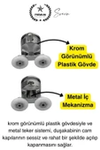 Dayanıklı Duşakabin Tekerleği Alt Üst Sürgülü Cam Kabin Krom Görünümlü Plastik Gövdeli 4'lü Set - 2
