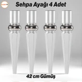 Elips 4 ADET Sehpa Ayağı 42 cm Plastik Gümüş Gri Masa Ayak Mutfak Sehpası Masası Mobilya Ayakları thumbnail 1
