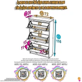 Modilayn WEST Asma Antre 72x116x26 cm’ lik 3 Düşer Kapak 6 Göz Bölmeli Ayakkabılık thumbnail 2