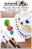 Büyük 17 Hazneli Resim Paleti 1 Adet 24x33 cm Plastik Resim Paleti Oval Şekil 17 Godeli Renk Karıştırma Tepsisi Boyama - 2