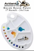 Büyük 17 Hazneli Resim Paleti 1 Adet 24x33 cm Plastik Resim Paleti Oval Şekil 17 Godeli Renk Karıştırma Tepsisi Boyama - 1