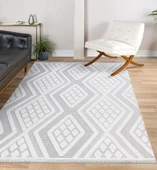İpek Halı Kişiye Özel Ölçü Kesme Almond Koleksiyonu 11407 Beyaz 80 x 350 cm - 3