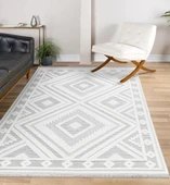 İpek Halı Kişiye Özel Ölçü Kesme Almond Koleksiyonu 11415 Beyaz 80 x 350 cm - 3
