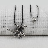 Kartal Tasarımlı Kalın Zincirli 925 Ayar Gümüş Kolye thumbnail 2