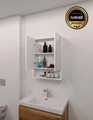 Lotus MDF 2 Kapaklı Aynalı Banyo Dolabı Lavabo Üstü Dolap Çok Amaçlı Banyo Dolabı - 3