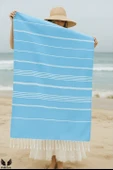 Pega Sultan Peştamal 90x170 cm %100 Koton Koyu Turkuaz Plaj Havlusu - 4