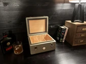Mezmob İspanyol Sedir Humidor Puro Kutusu Baskı Kilitli Fitilli Haki Yeşil Lake Boya Analog - 10