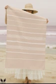 Pega Sultan Peştamal 90x170 cm %100 Koton Açık Bej Plaj Havlusu - 4