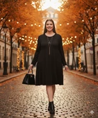 KADIN BÜYÜK BEDEN Viskon Kloş Çok Rahat Elbise - 1