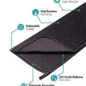 Mikrotex Bulaşık Matı Süper Emici Bulaşık Kurutma Matı 45x36cm Tezgah Üstü Bulaşık Matı Siyah - 5