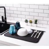 Mikrotex Bulaşık Matı Süper Emici Bulaşık Kurutma Matı 45x36cm Tezgah Üstü Bulaşık Matı Siyah - 4